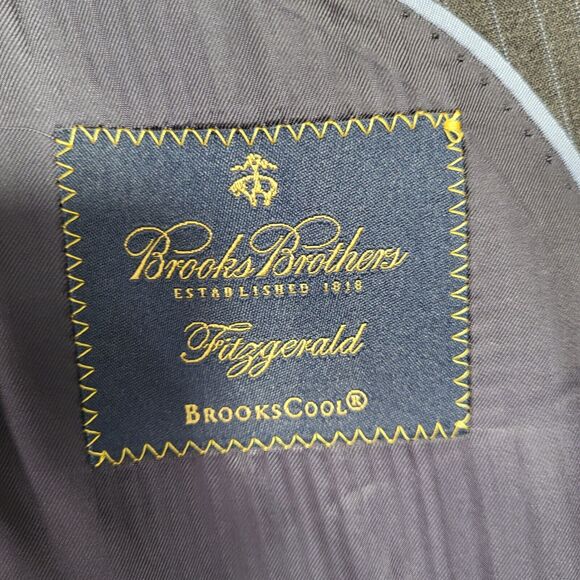 Brooks Brothers Fitzgerald Men's 46R Brooks Cool Grey Striped Jacket Sport Coat - Picture 7 of 15